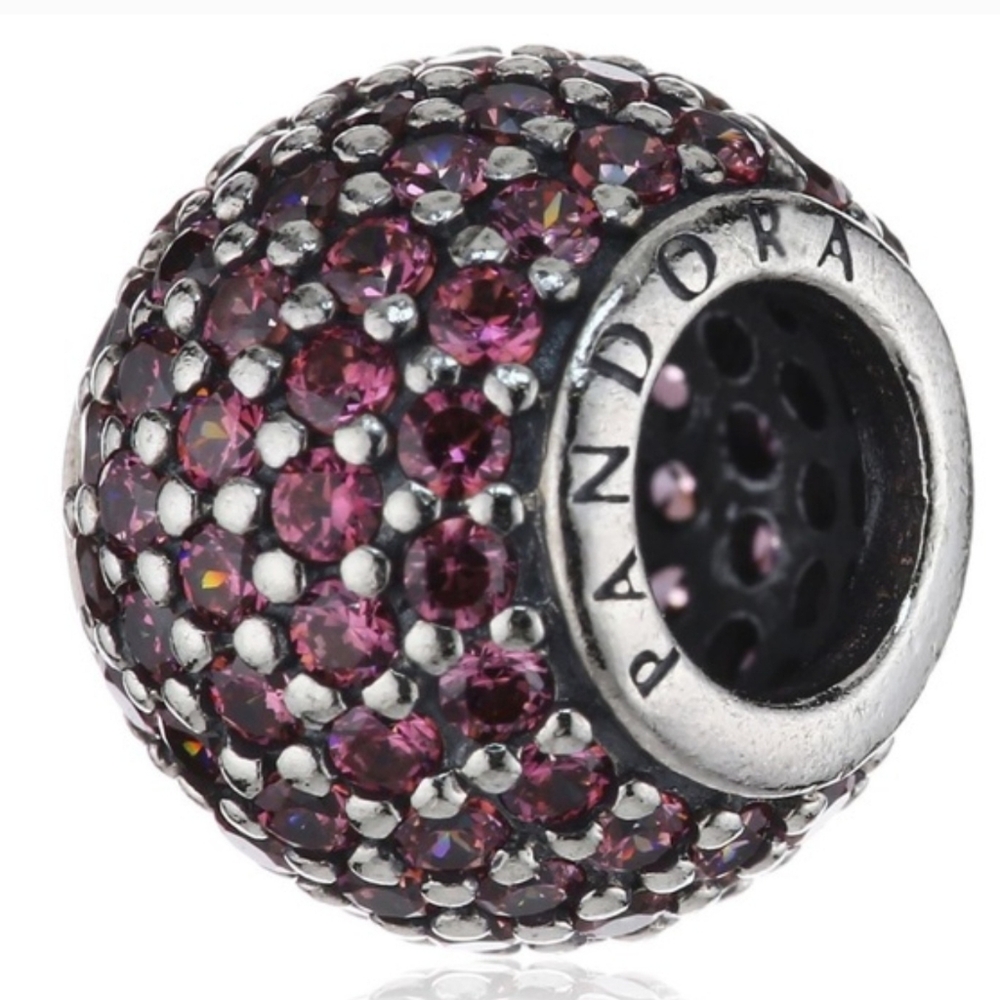 Authentic Rare Retired PANDORA Red PAVE LIGHTS Clear ZIRCONIA Bead Charm Winter
